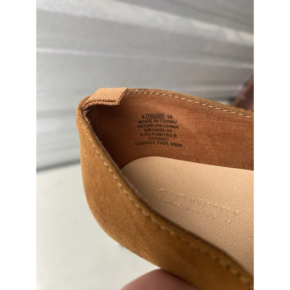 Old Navy Girls Ballet Flats Cognac Brown Bow Pointed Toe Shoes Size 8